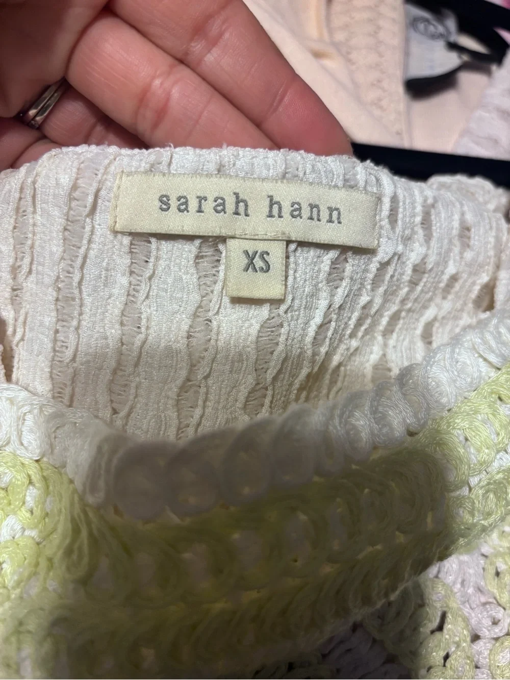 Anthropologie Sarah Hann Flutter-Sleeve Crochet Top